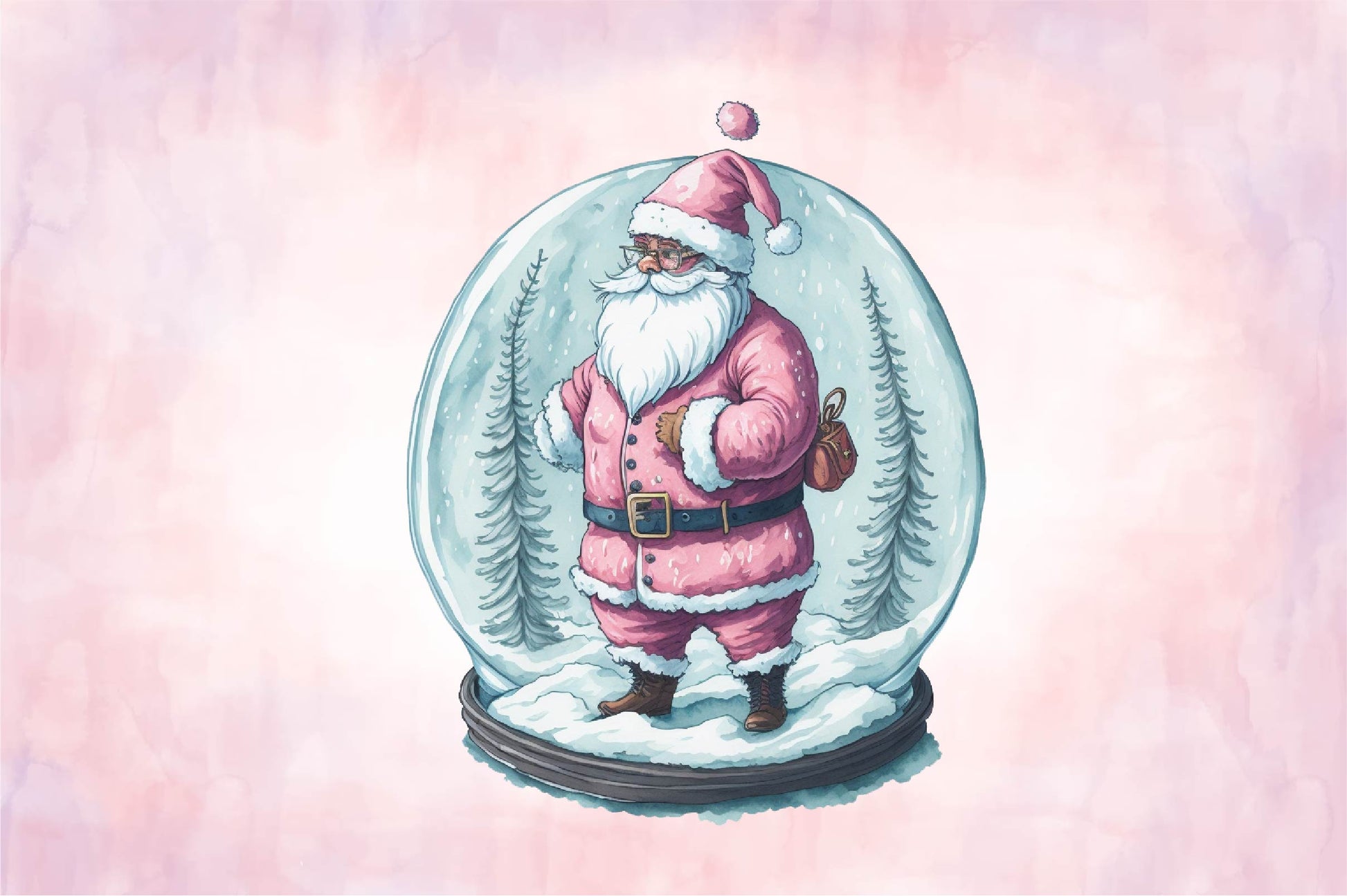 Pink Santa Claus In Snow Globe Clipart Bundle - CraftNest - Digital Crafting and Art