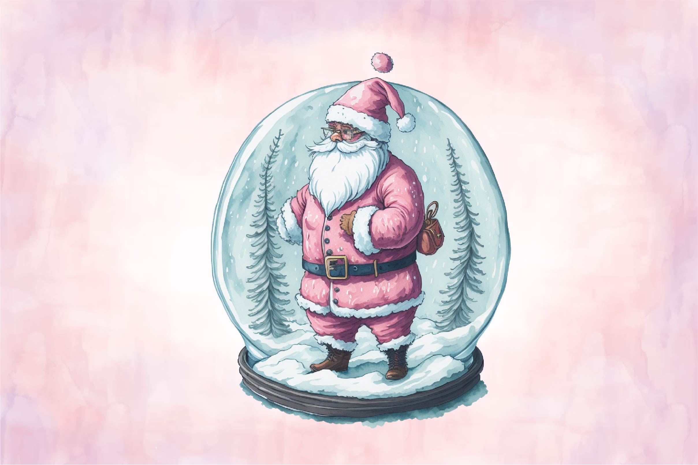 Pink Santa Claus In Snow Globe Clipart Bundle - CraftNest - Digital Crafting and Art
