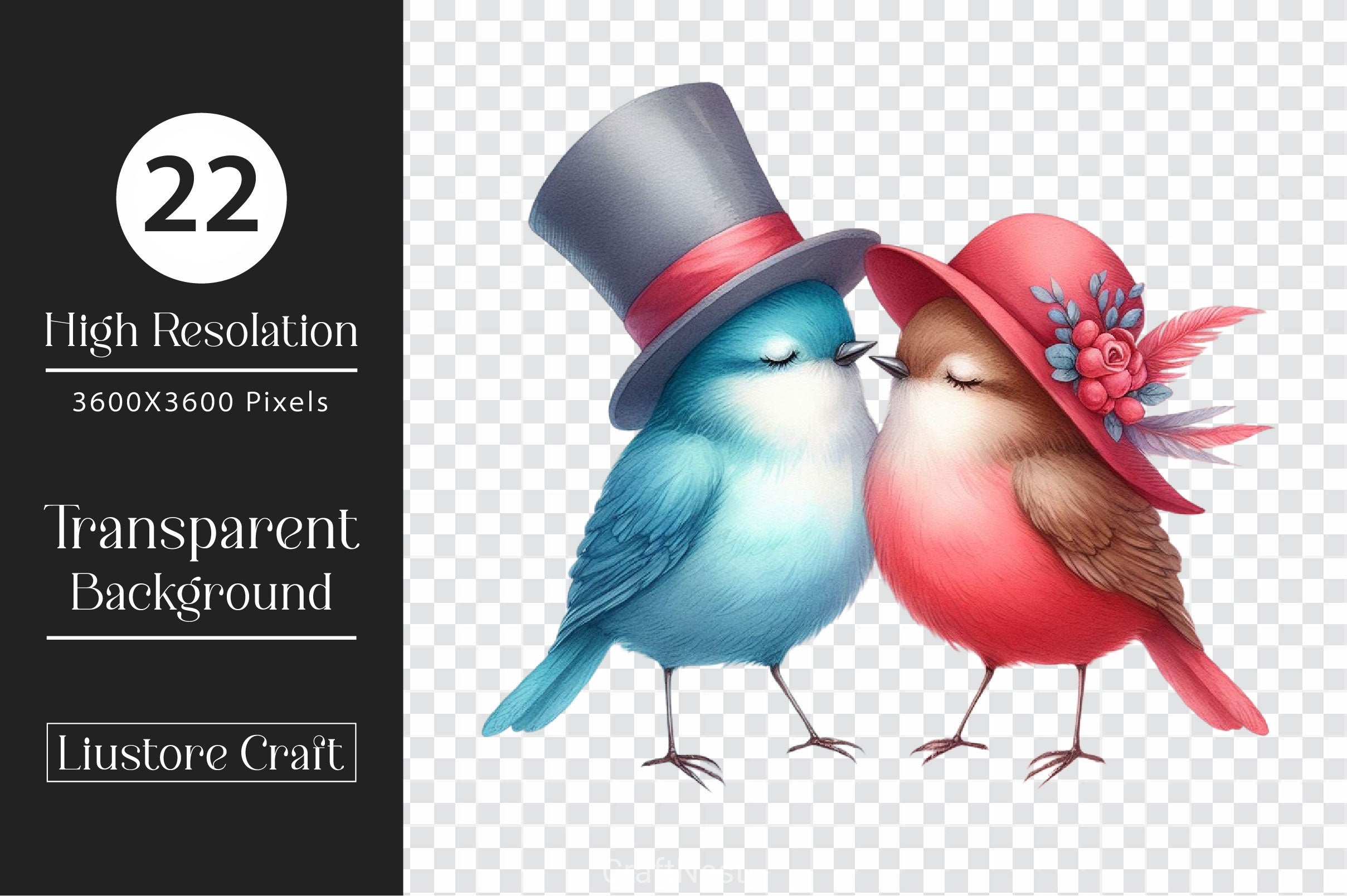 Valentine Couple Bird Clipart Bundle - CraftNest - Digital Crafting and Art