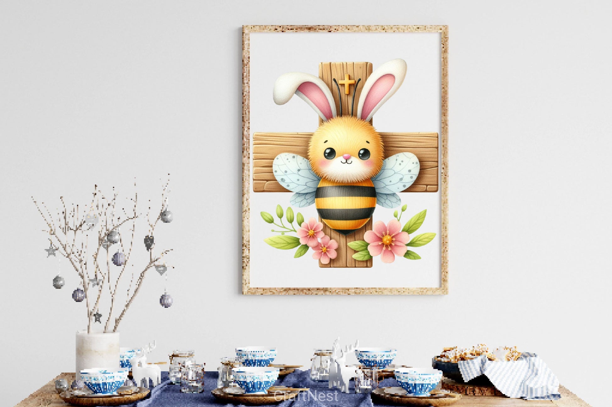 Cute Bee Wooden In A Cross Clipart Bundle - CraftNest - Digital Crafting and Art