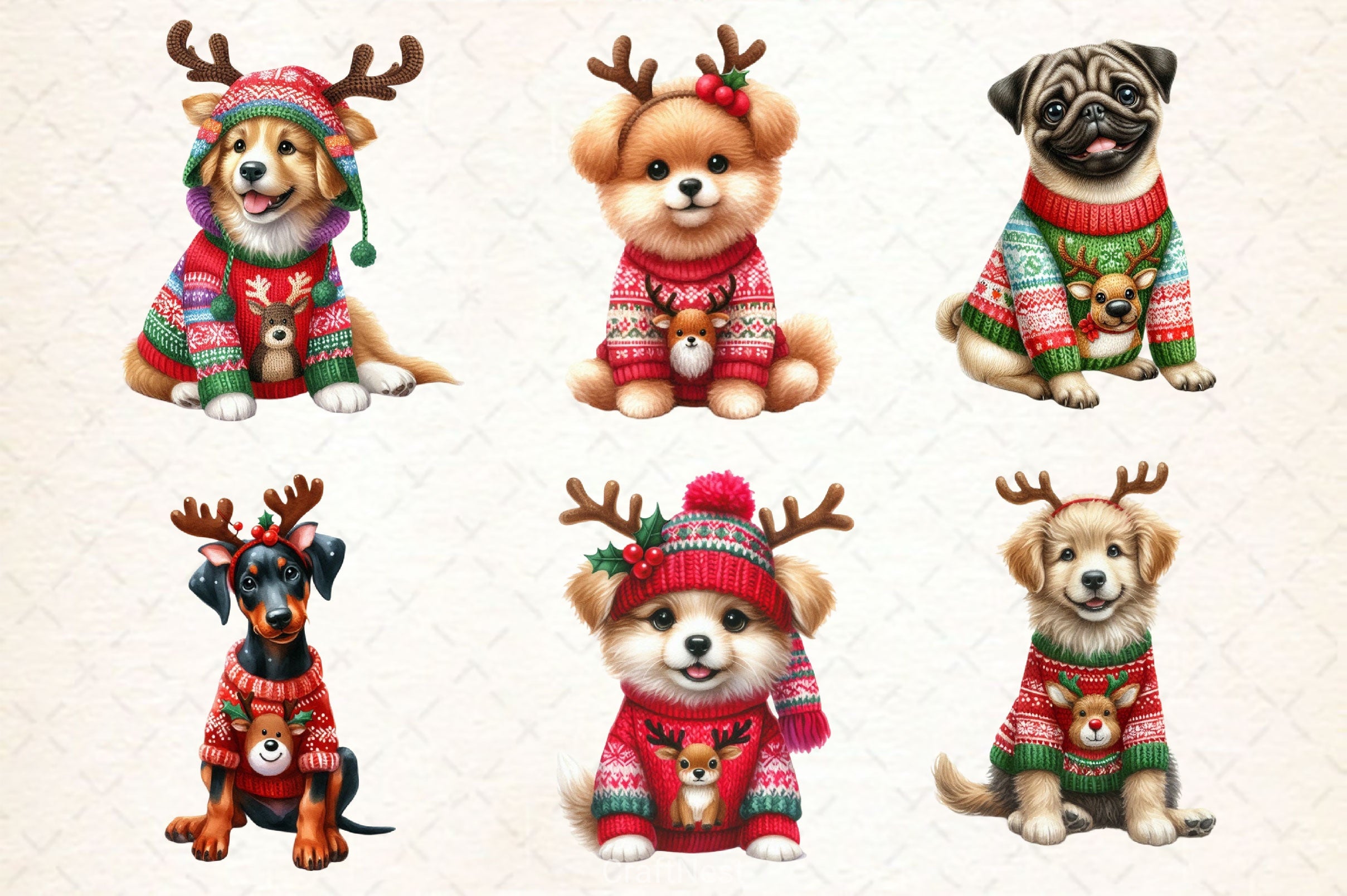 Christmas Dogs Clipart Bundle 2 - CraftNest - Digital Crafting and Art