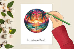 Stained Glass Tropical Beach Clipart Bundle - CraftNest - Digital Crafting and Art