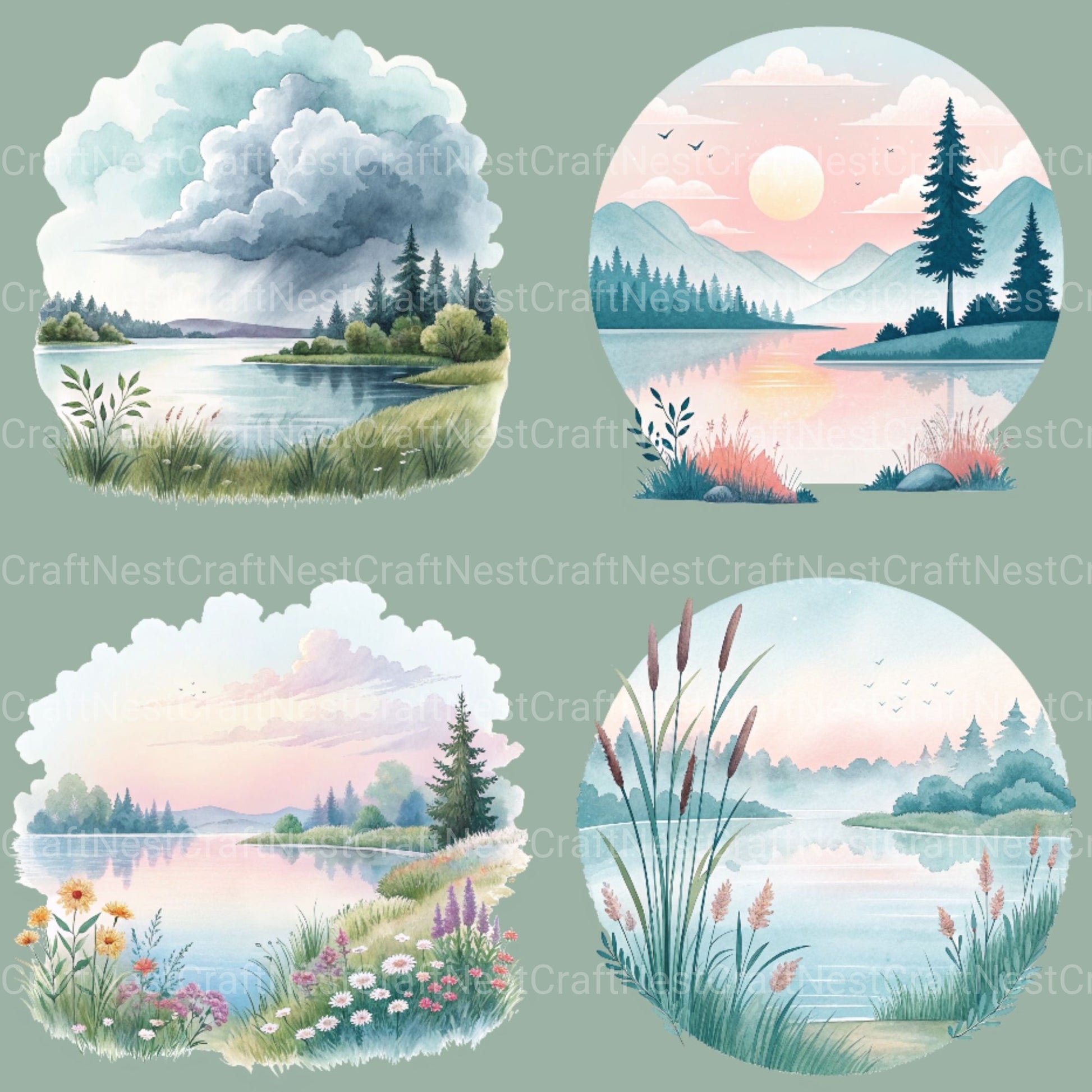 Dreamy Landscapes Clipart Bundle - CraftNest - Digital Crafting and Art