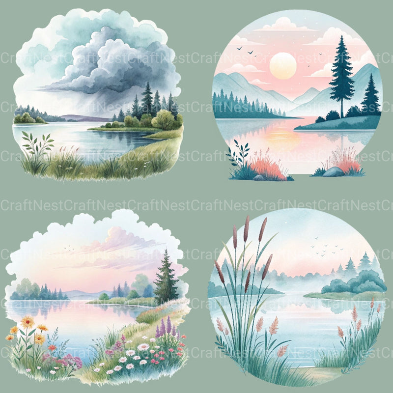 Dreamy Landscapes Clipart Bundle - CraftNest - Digital Crafting and Art