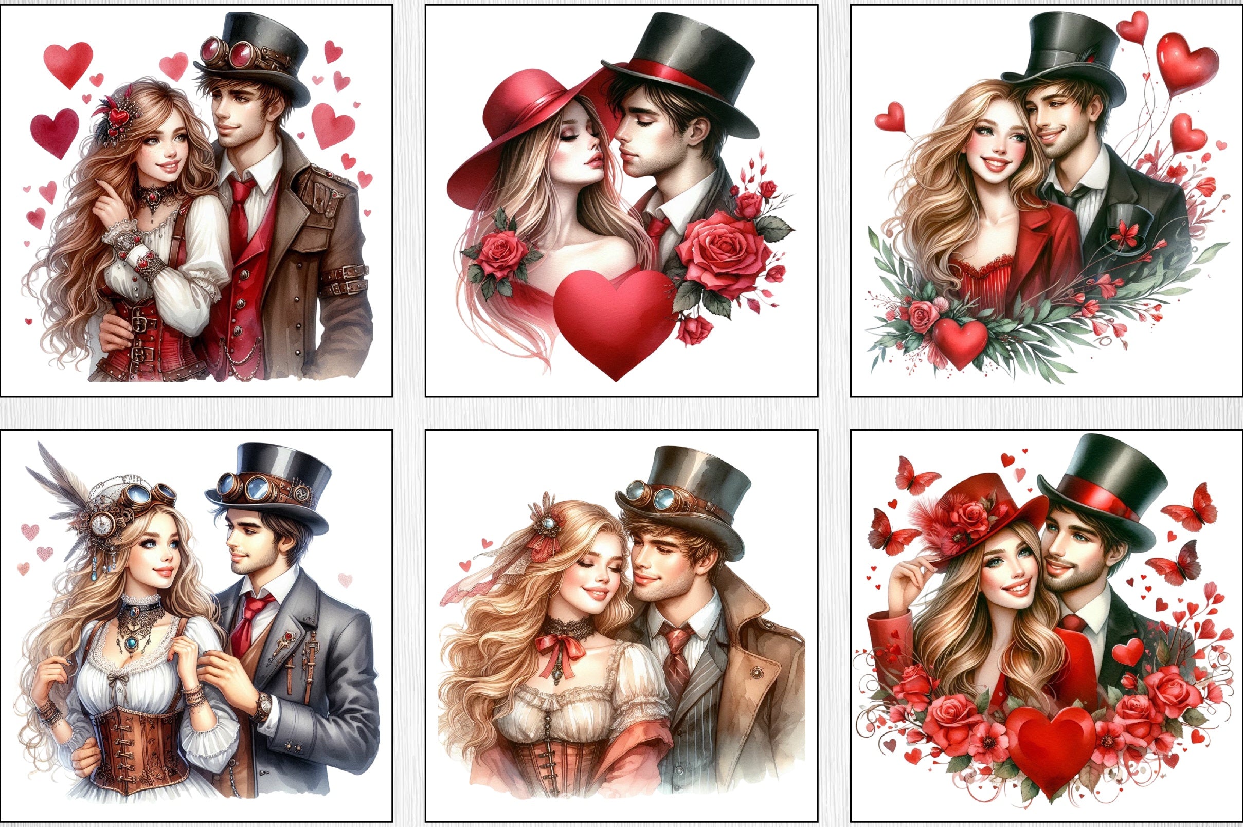 Valentine Romantic Couple Clipart Bundle 8 - CraftNest - Digital Crafting and Art
