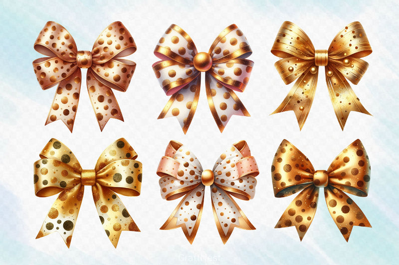Gold Bow Clipart Bundle 3 - CraftNest - Digital Crafting and Art