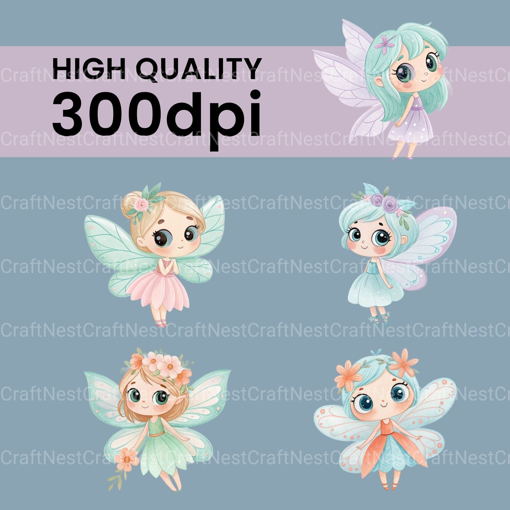 Cute Fairies Clipart Bundle - CraftNest - Digital Crafting and Art