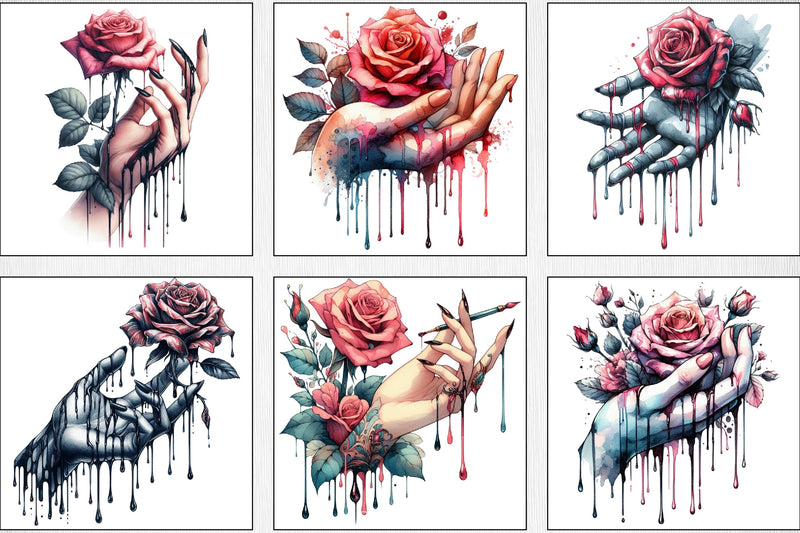 Dripping Rose Clipart Bundle - CraftNest - Digital Crafting and Art