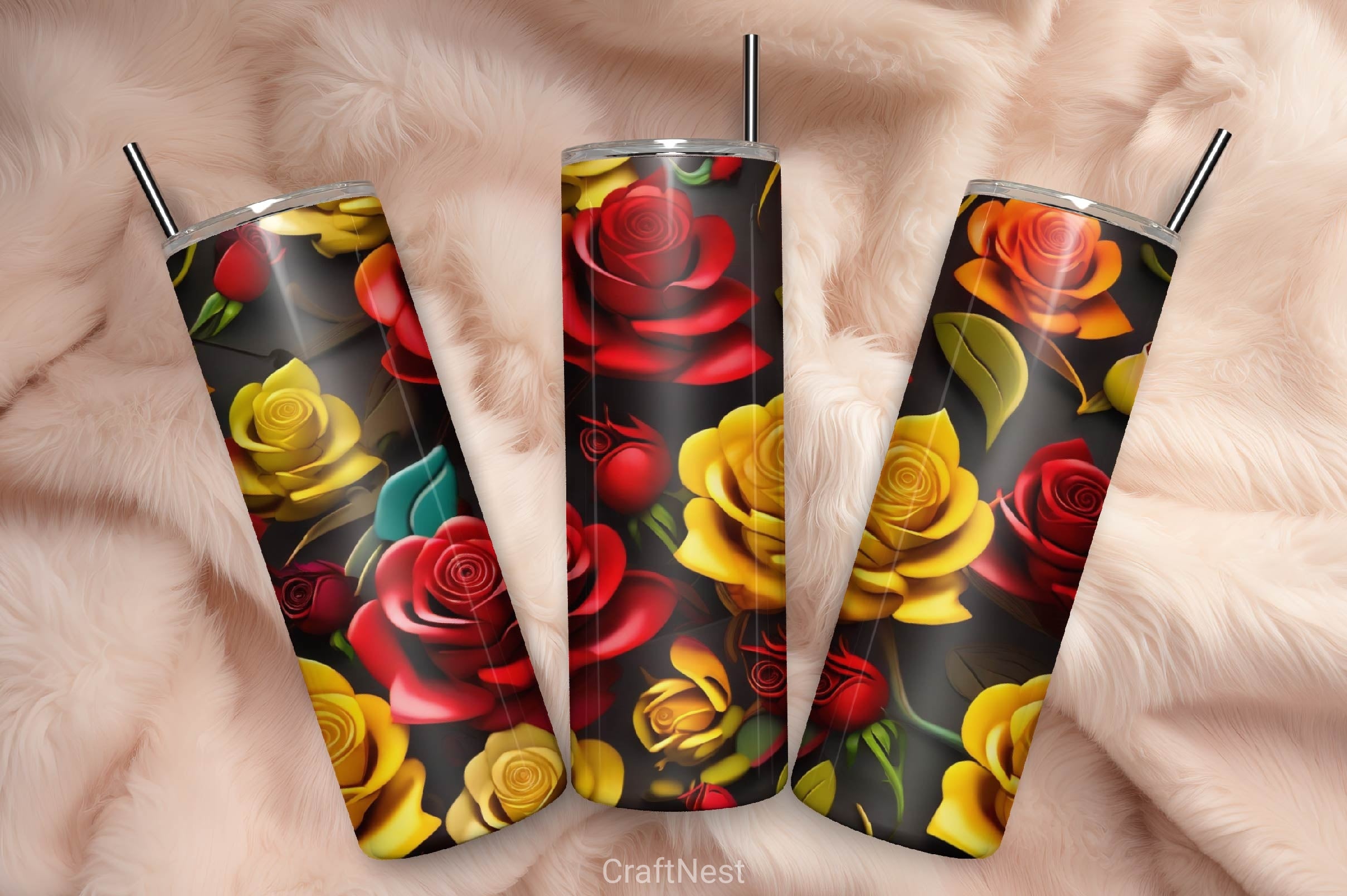 Flower Tumbler Wrap Bundle 15 - CraftNest - Digital Crafting and Art