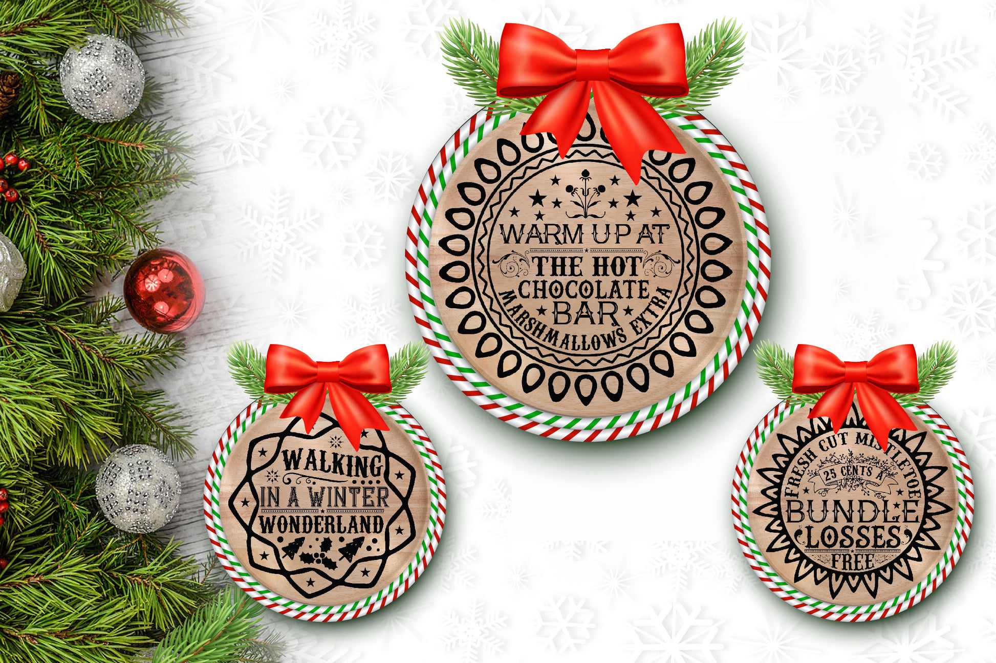 Christmas Round Sign SVG Bundle - CraftNest - Digital Crafting and Art