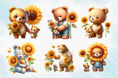 Sunflower Mama And Baby Bear Clipart Bundle 2 - CraftNest - Digital Crafting and Art
