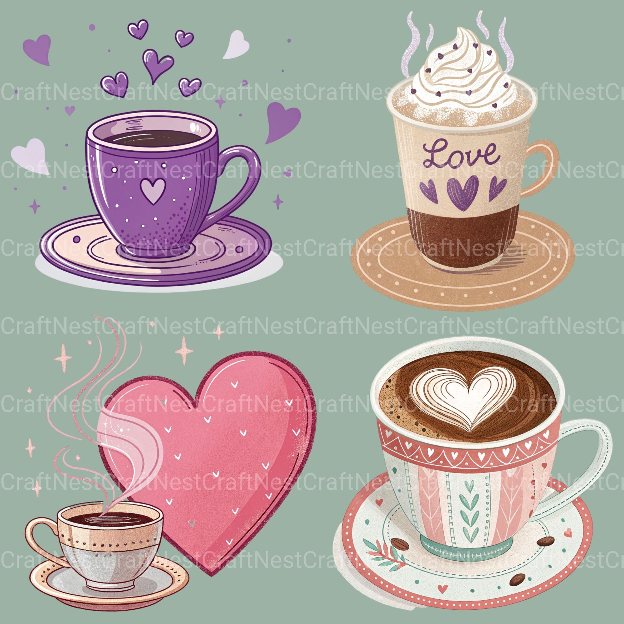Valentines Day Coffee Clipart Bundle - CraftNest - Digital Crafting and Art