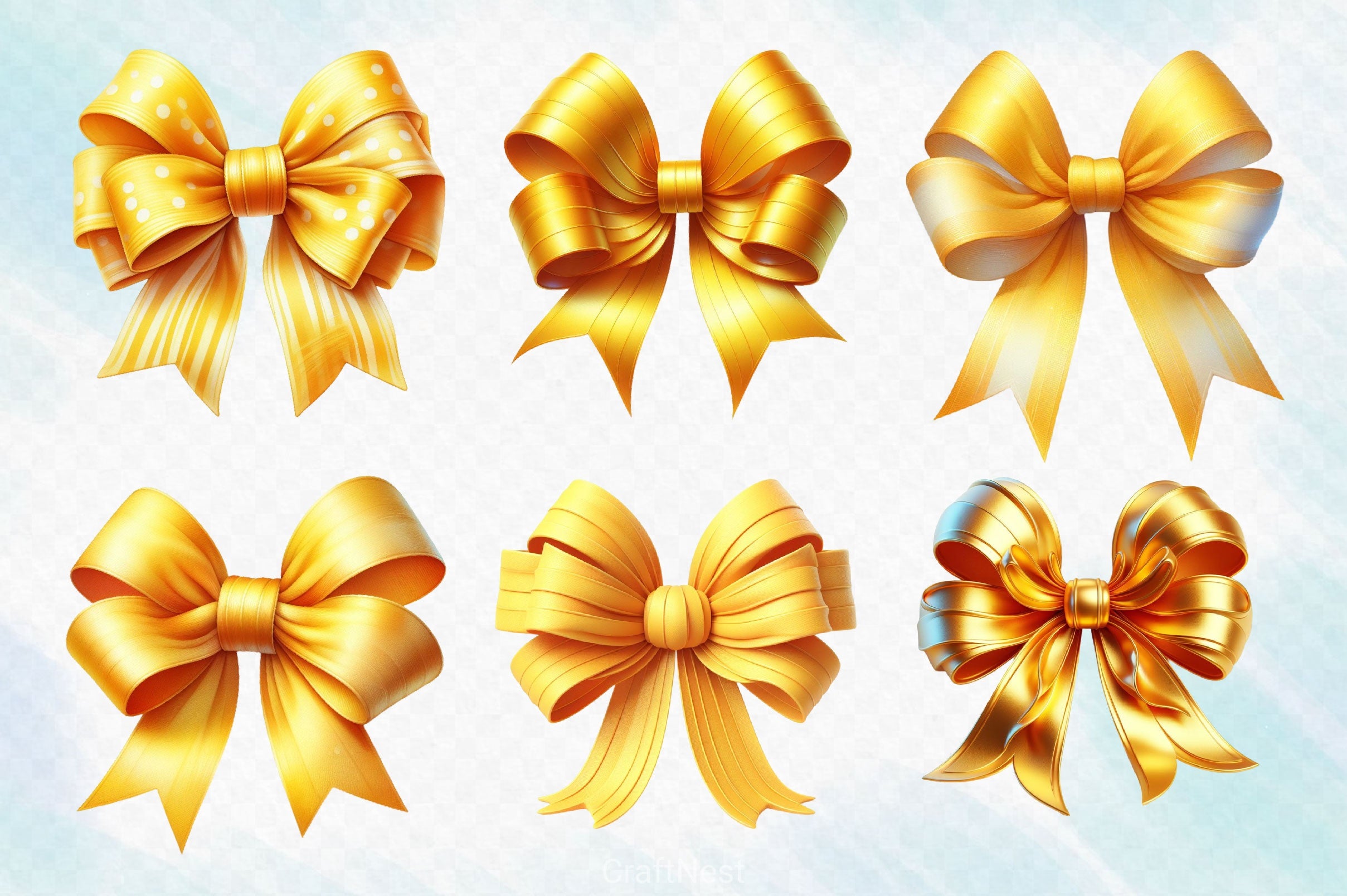 Yellow Bow Clipart Bundle - CraftNest - Digital Crafting and Art