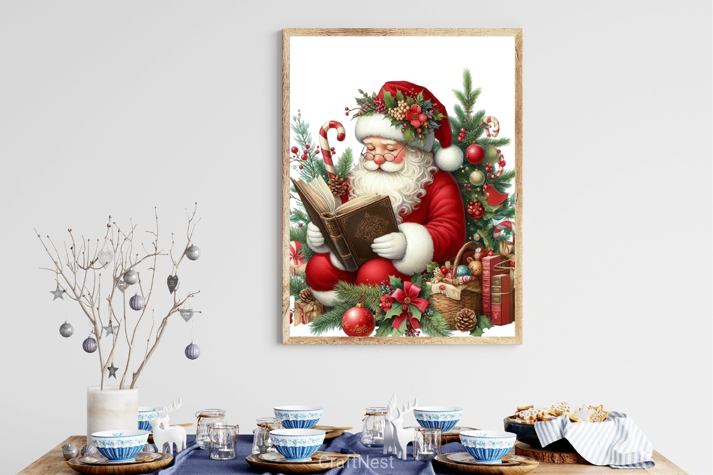 Christmas Santa Reading Book Clipart Bundle - CraftNest - Digital Crafting and Art