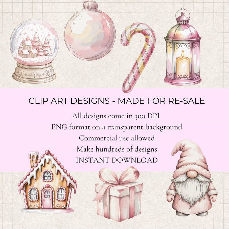 Pastel Pink Christmas Clipart - CraftNest - Digital Crafting and Art