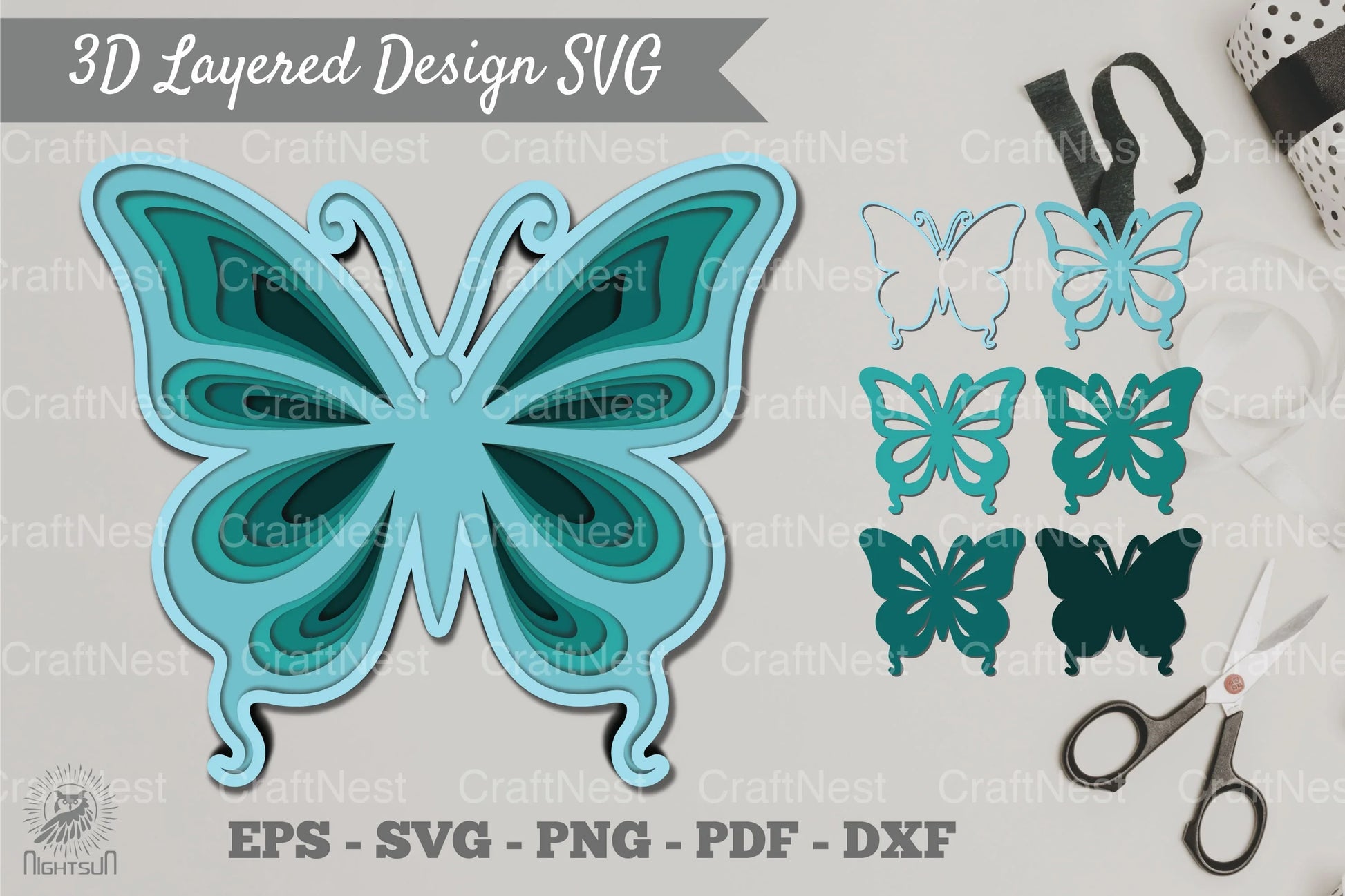 3D Layered Butterfly SVG Bundle - CraftNest - Digital Crafting and Art