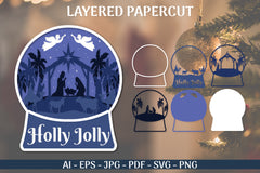 3D Shadow Box Christmas Snow Globe Layered Papercut SVG Bundle 4 - CraftNest - Digital Crafting and Art