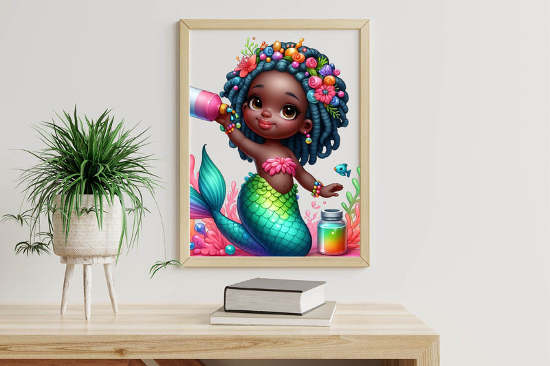 Cute Black Mermaid Clipart Bundle - CraftNest - Digital Crafting and Art