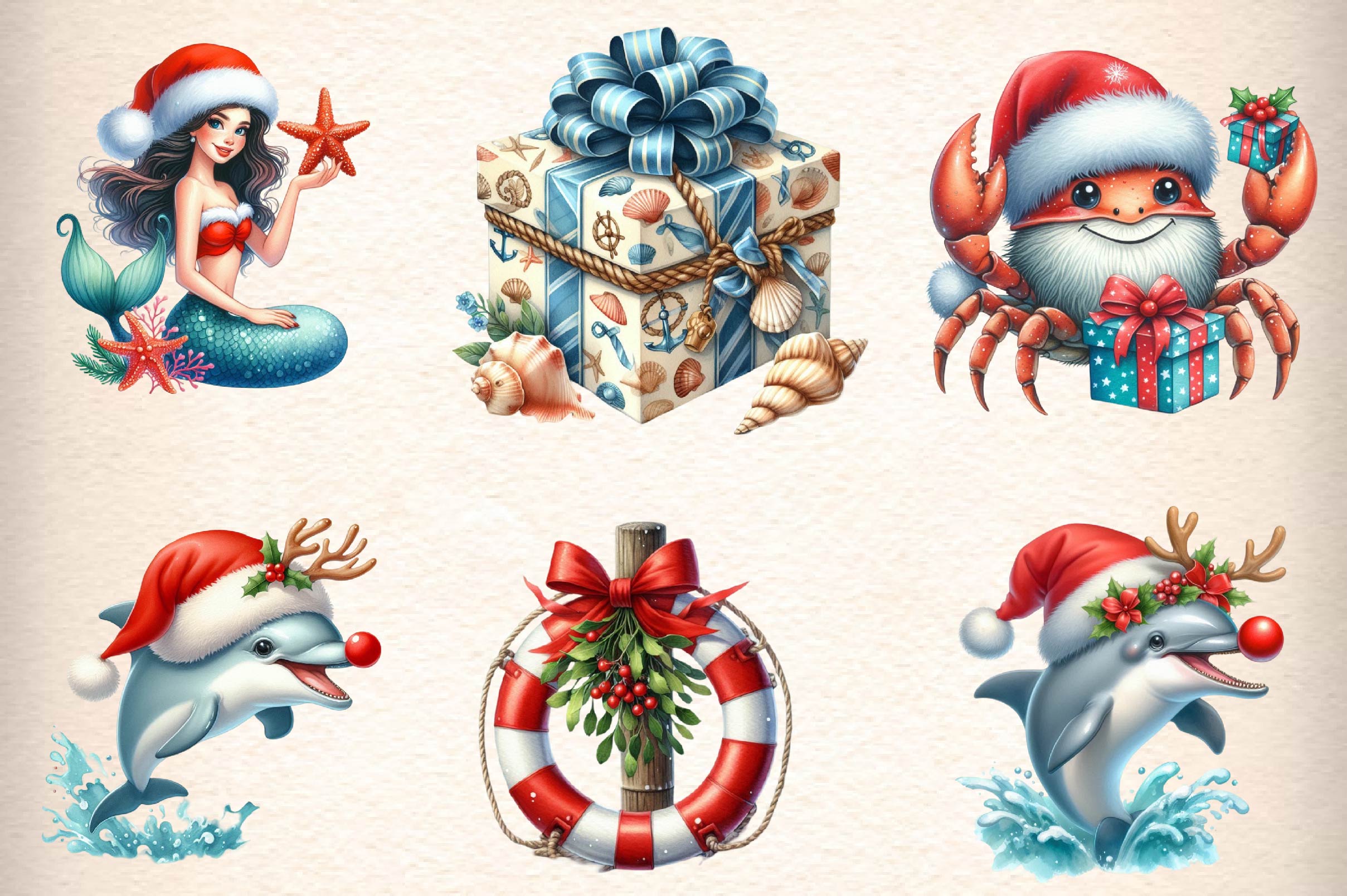Nautical Christmas Clipart Bundle - CraftNest - Digital Crafting and Art