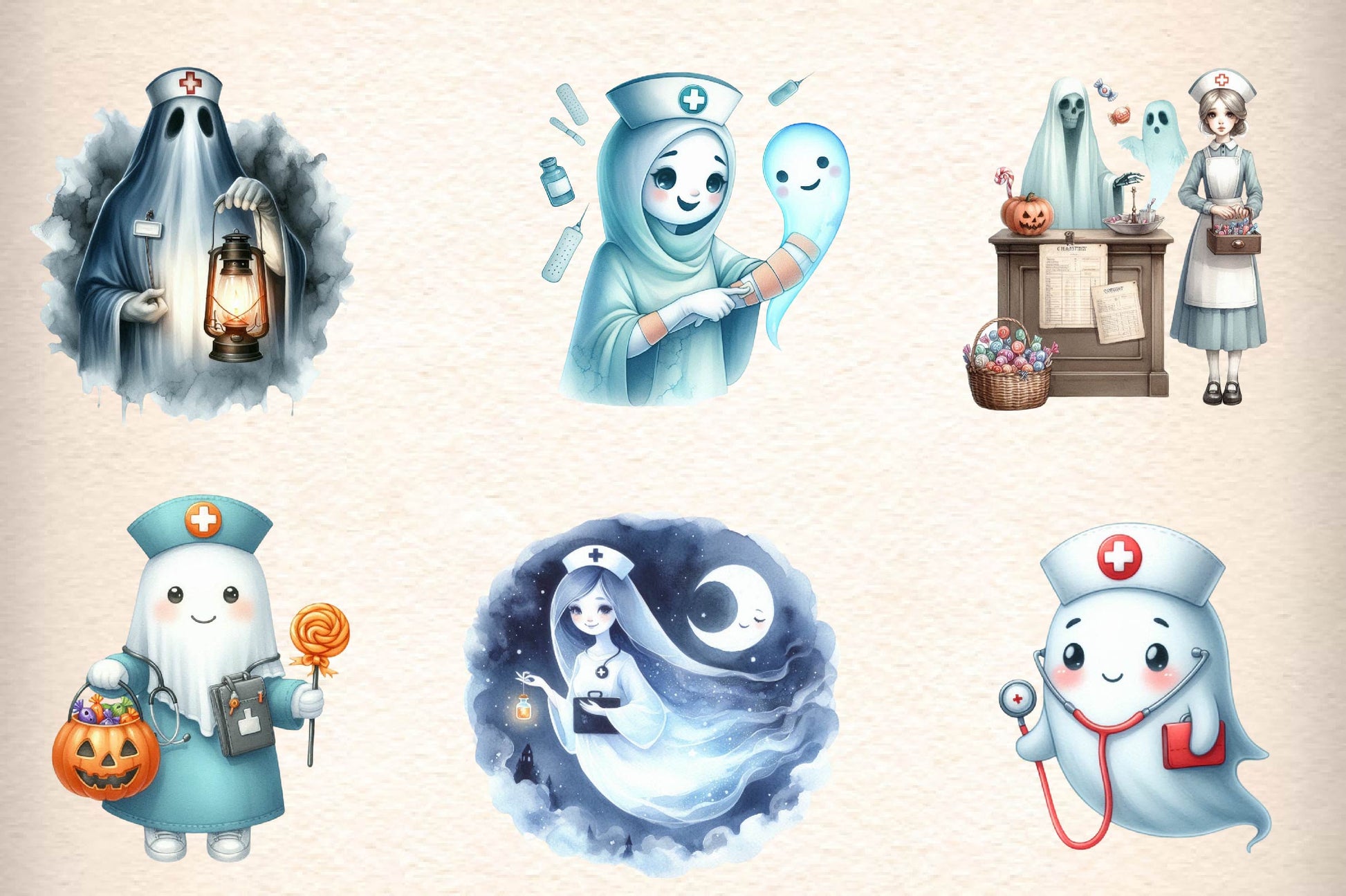 Cute Ghost Nurse Clipart Bundle - CraftNest - Digital Crafting and Art