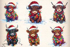 Christmas Highland Cow Clipart Bundle 4 - CraftNest - Digital Crafting and Art