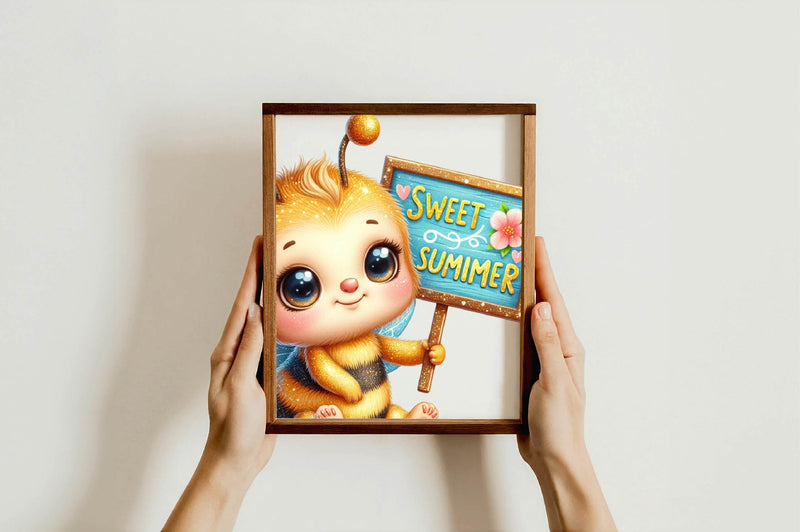 Bee With A Sign That Says Sweet Summer Clipart Bundle - CraftNest - Digital Crafting and Art