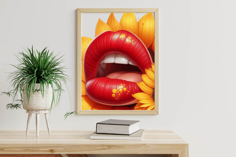 Watercolour Sunflower Lips Clipart Bundle - CraftNest - Digital Crafting and Art