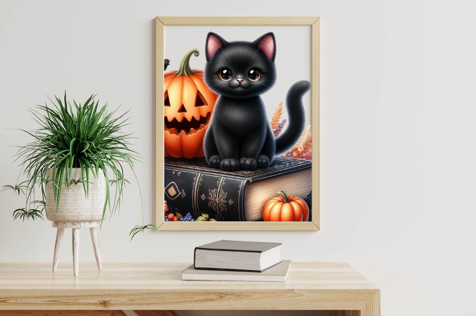Halloween Black Cat On Books Clipart Bundle - CraftNest - Digital Crafting and Art