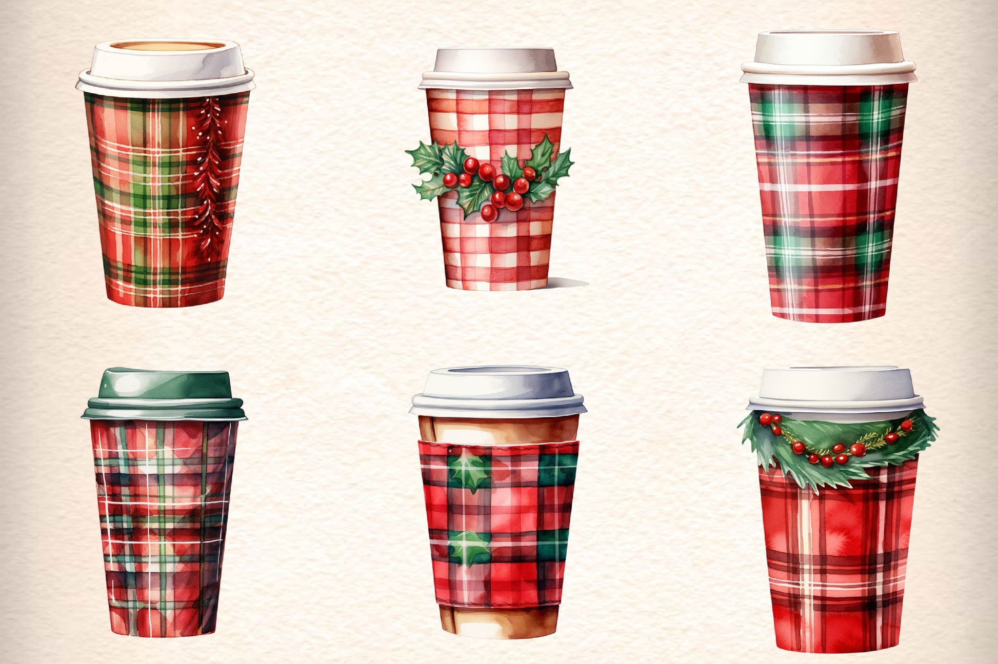 Christmas Coffee Cup Clipart Bundle 1 - CraftNest - Digital Crafting and Art