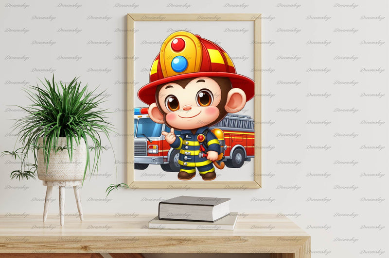 Cute Firefighters Animals Clipart Bundle - CraftNest - Digital Crafting and Art