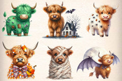Cute Halloween Highland Cow Clipart Bundle 1 - CraftNest - Digital Crafting and Art