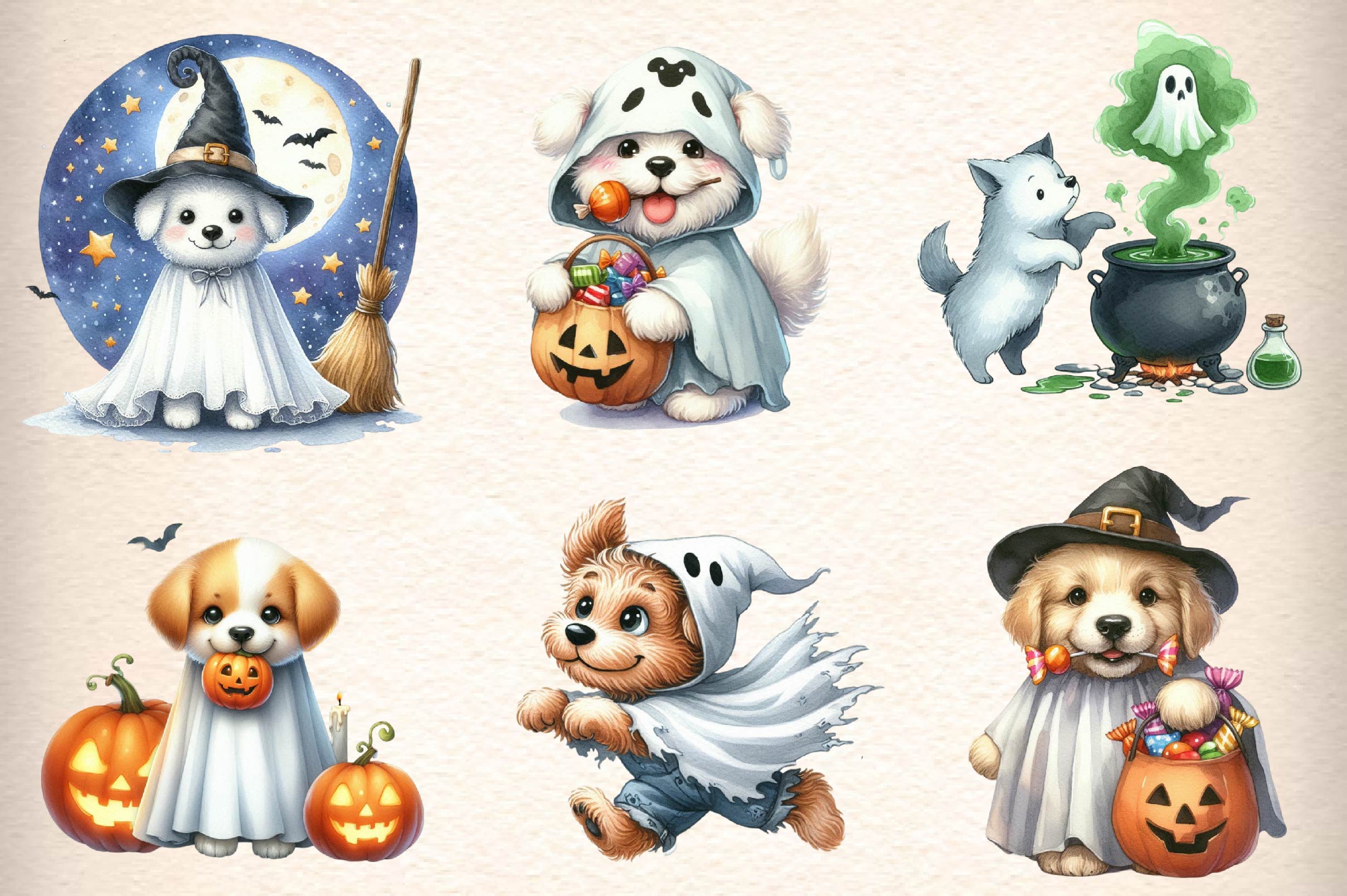 Halloween Ghost Dogs Clipart Bundle - CraftNest - Digital Crafting and Art