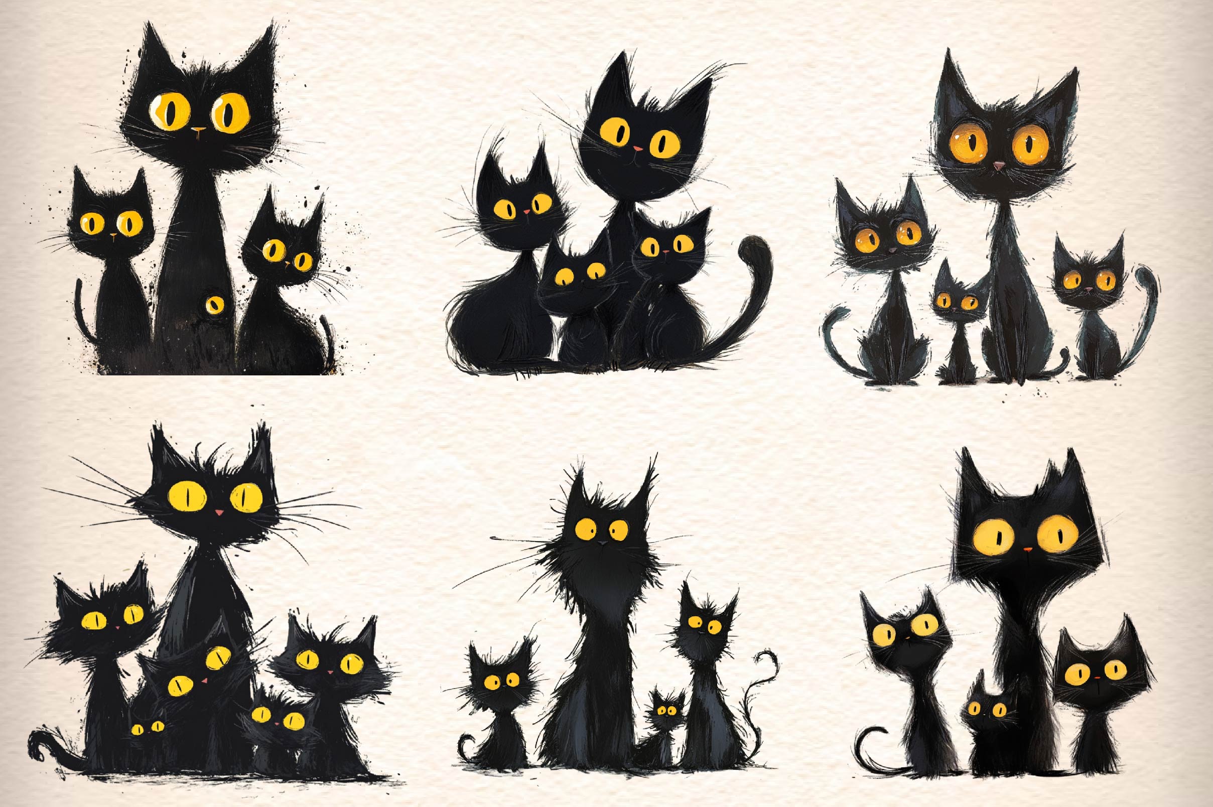 Whimsical Black Cat Clipart Bundle 1 - CraftNest - Digital Crafting and Art