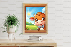 Cute Cows Peeking Wooden Window Clipart Bundle - CraftNest - Digital Crafting and Art