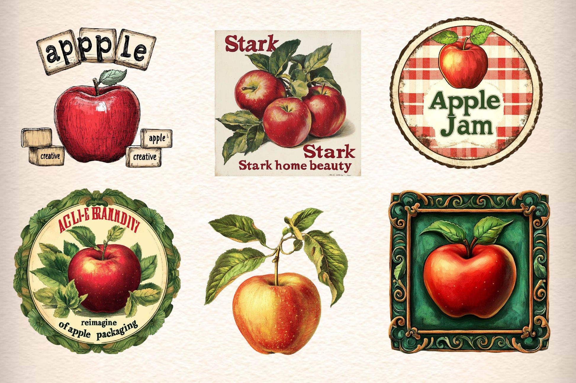 Vintage Apple Clipart Bundle - CraftNest - Digital Crafting and Art