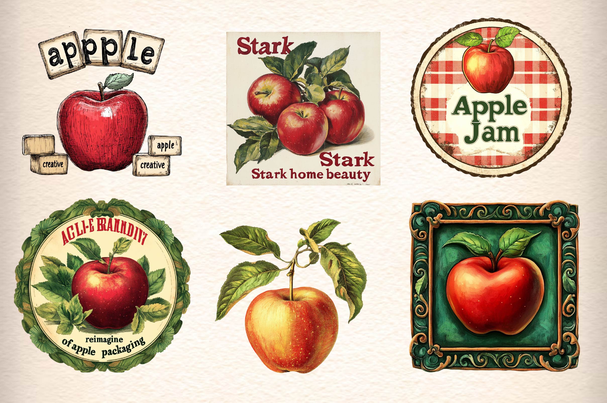 Vintage Apple Clipart Bundle - CraftNest - Digital Crafting and Art