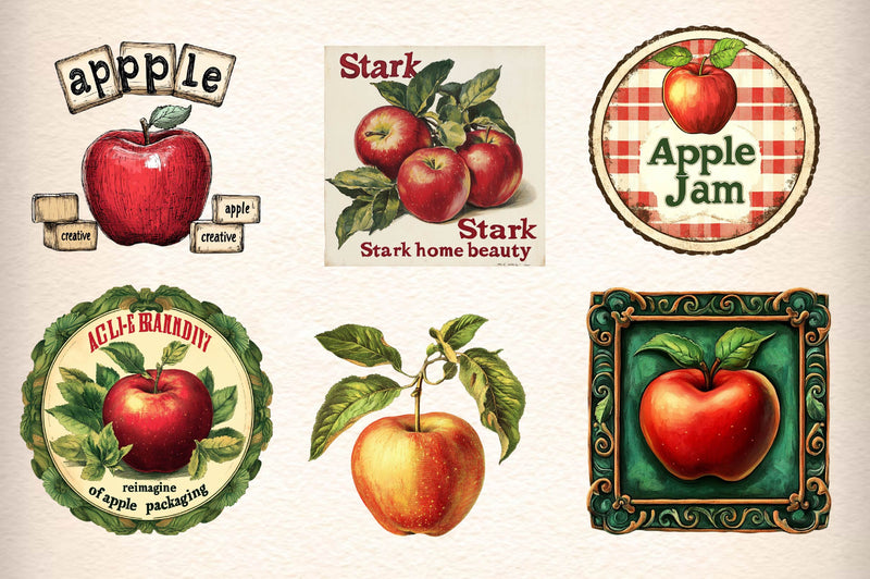Vintage Apple Clipart Bundle - CraftNest - Digital Crafting and Art
