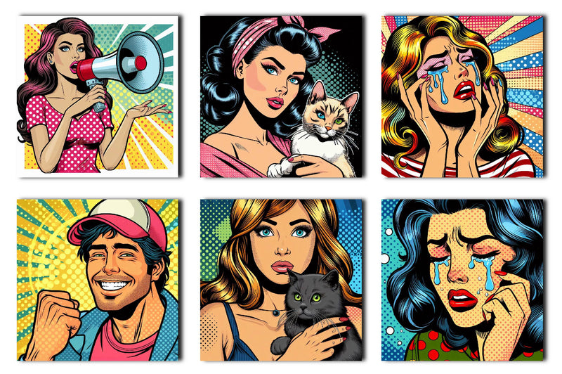 Comic Pop Art Printable Backgrounds Clipart Bundle - CraftNest - Digital Crafting and Art