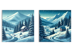 Winter Mountain Background Clipart Bundle - CraftNest - Digital Crafting and Art