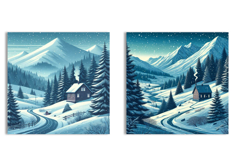 Winter Mountain Background Clipart Bundle - CraftNest - Digital Crafting and Art