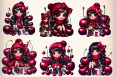Cherry Cute Girl Clipart Bundle - CraftNest - Digital Crafting and Art