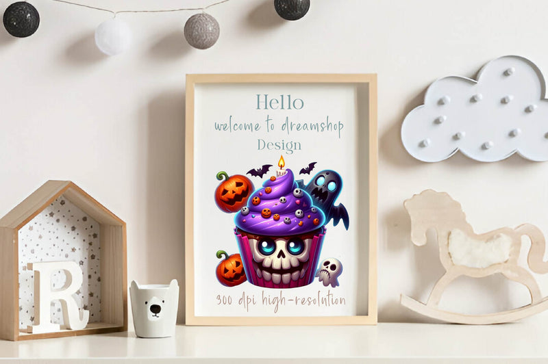 Scary Halloween Cupcake Clipart Bundle 1 - CraftNest - Digital Crafting and Art