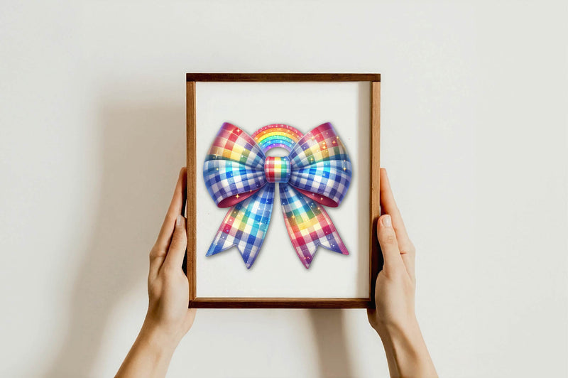 Gingham Rainbow Bow Clipart Bundle - CraftNest - Digital Crafting and Art