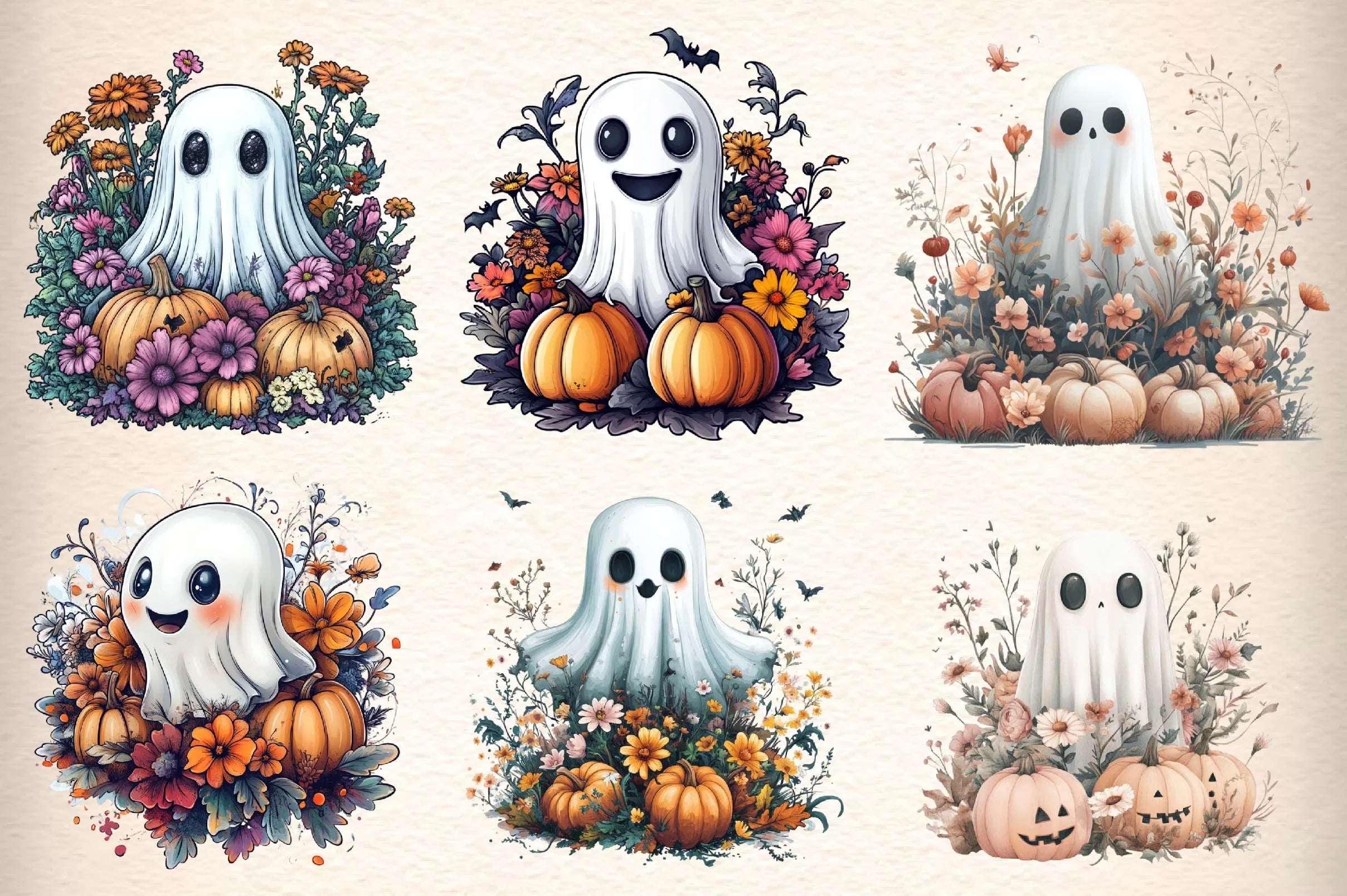 Halloween Ghost Clipart Bundle - CraftNest - Digital Crafting and Art