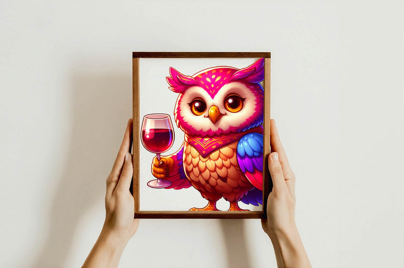 Wine Owl Clipart Bundle - CraftNest - Digital Crafting and Art