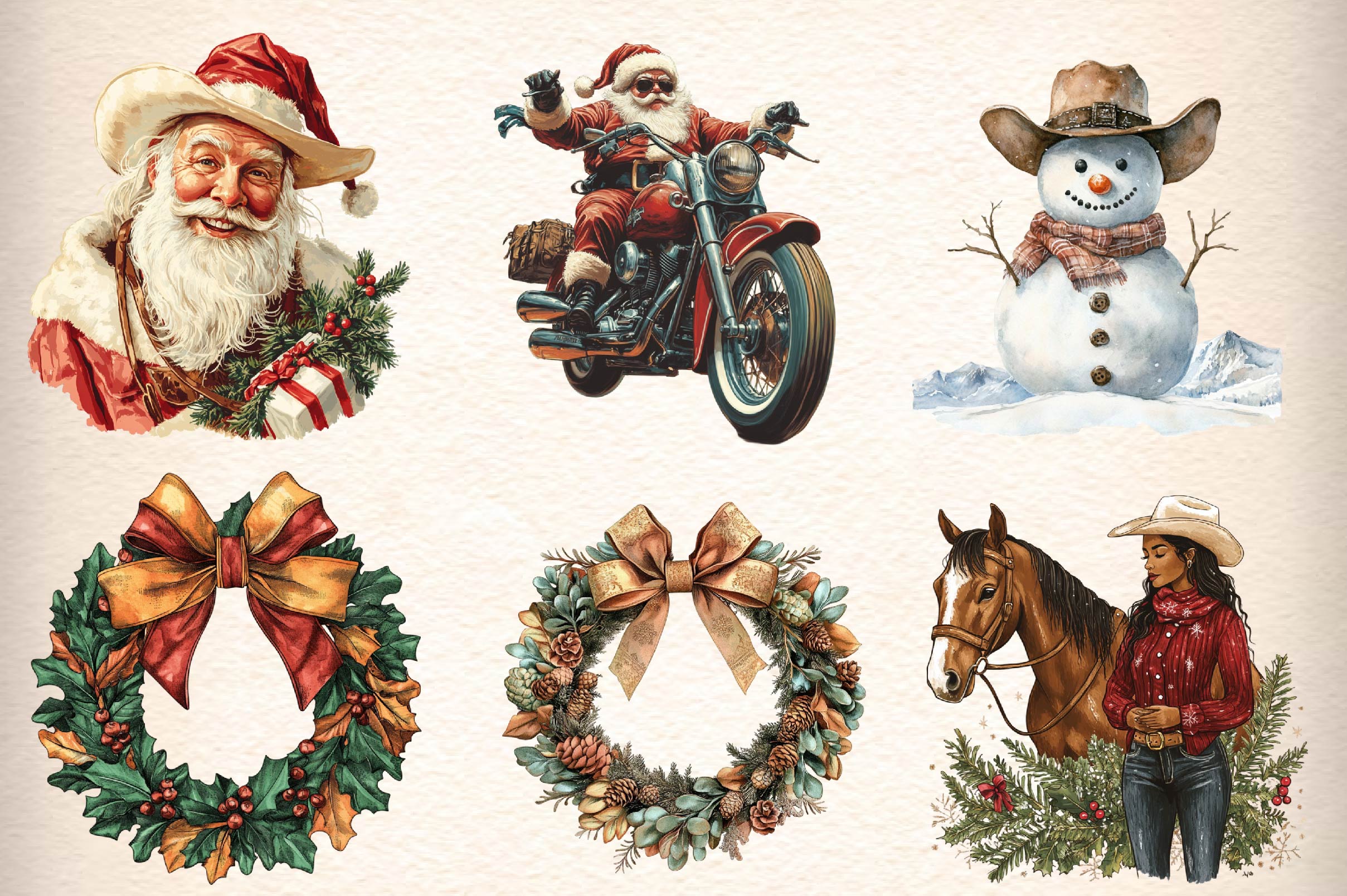 Western Christmas Clipart Bundle 1 - CraftNest - Digital Crafting and Art