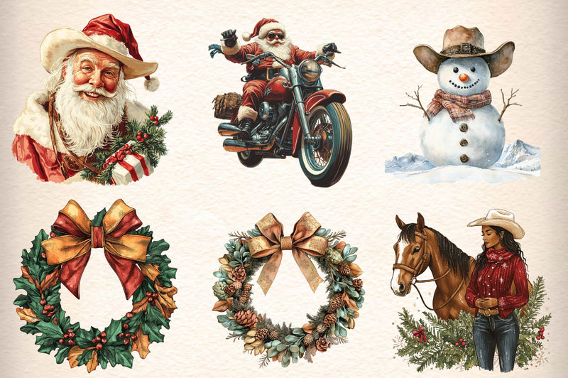 Western Christmas Clipart Bundle 1 - CraftNest - Digital Crafting and Art