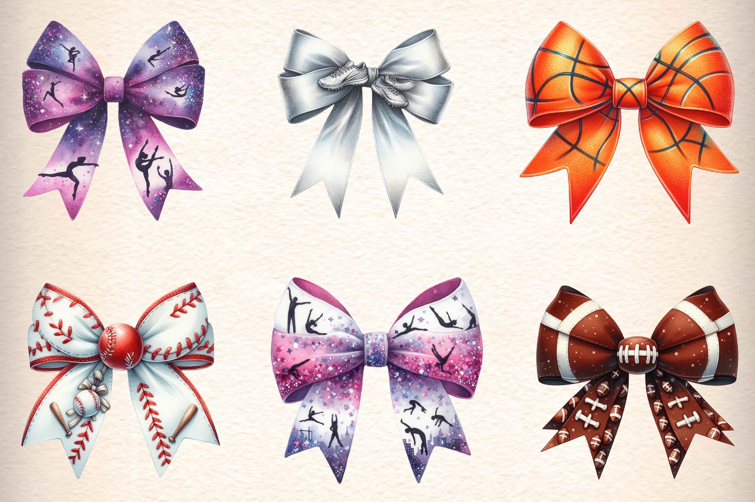 Sports Coquette Bow Sport Bows Clipart Bundle 1 - CraftNest - Digital Crafting and Art