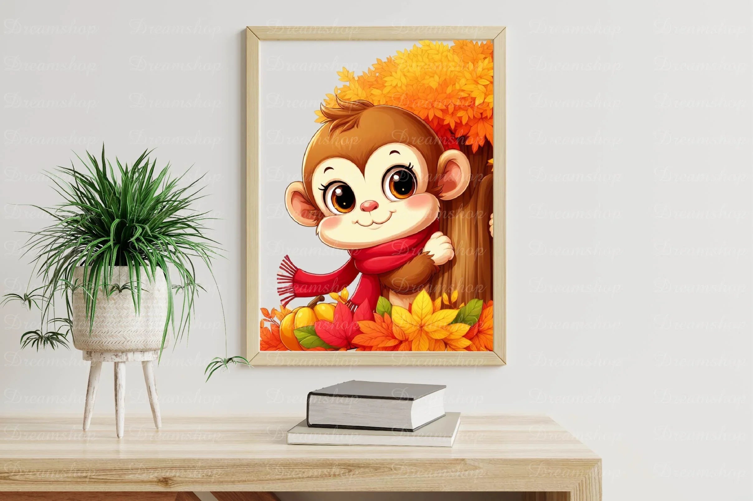Cute Autumn Monkey Clipart Bundle - CraftNest - Digital Crafting and Art
