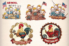 Vintage Labor Day Farm Animals Clipart Bundle - CraftNest - Digital Crafting and Art